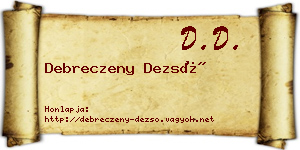 Debreczeny Dezső névjegykártya